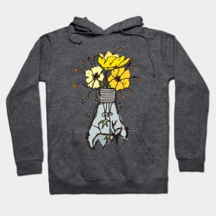 Light bulb with yellow flowers sketch 2 Hoodie